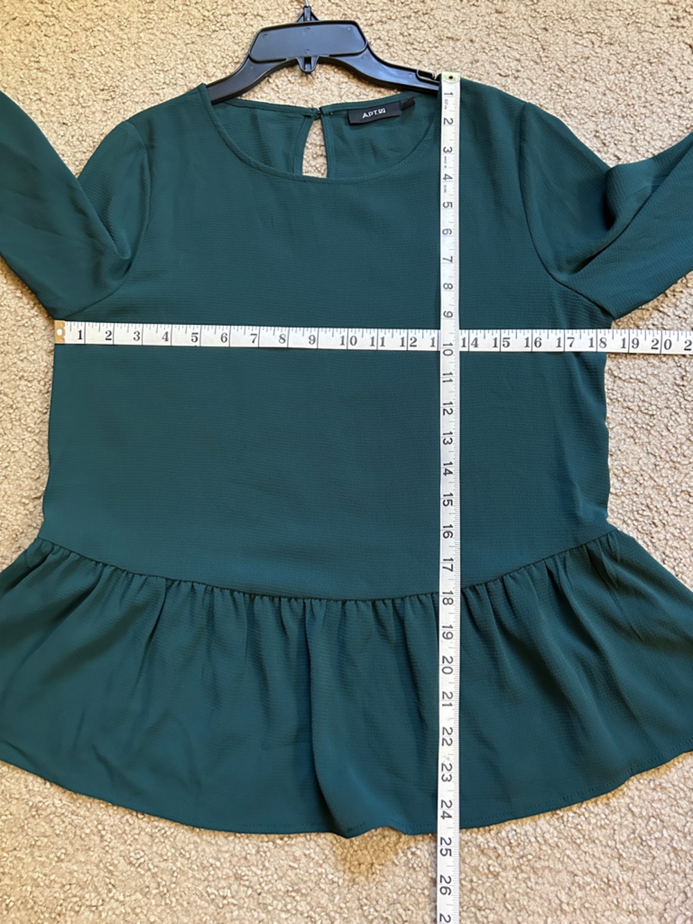 Apt.9 Women’s new top blouse Dark Teal Peplum size S long sleeves